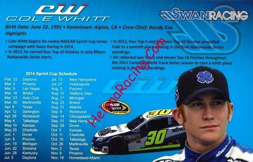 Card 2014 Sprint Cup-Swan Racing (NS).jpg